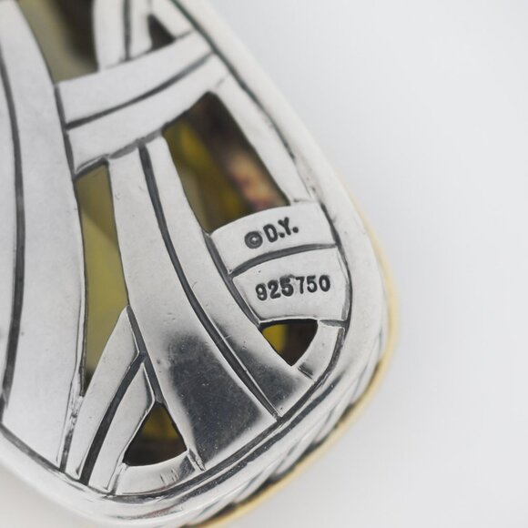 David Yurman 925 Silver 18K Elongated Albion Peridot Pendant - Picture 5 of 5